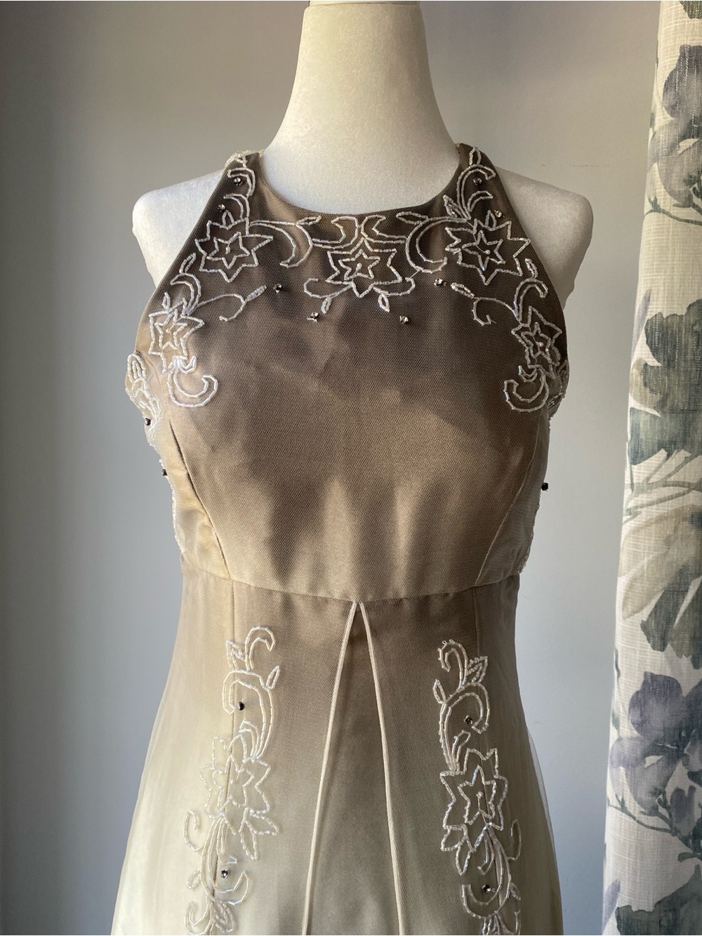 Vintage 90s Cache Ombré Floral Beaded  Whimsigoth Maxi Dress Y2K Prom Gown 8 - Picture 5 of 12